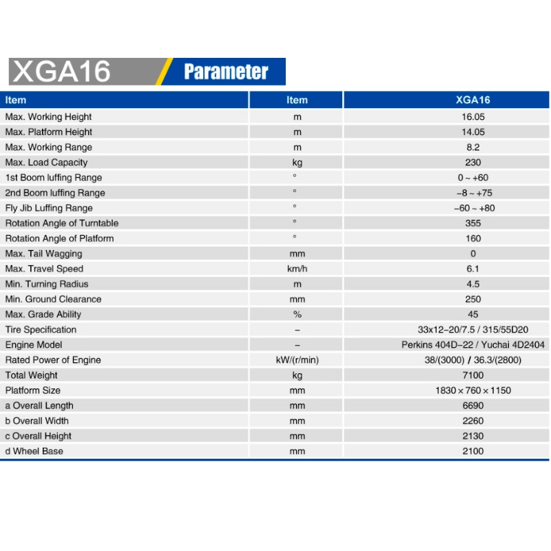 Knækarmslifte XGA16